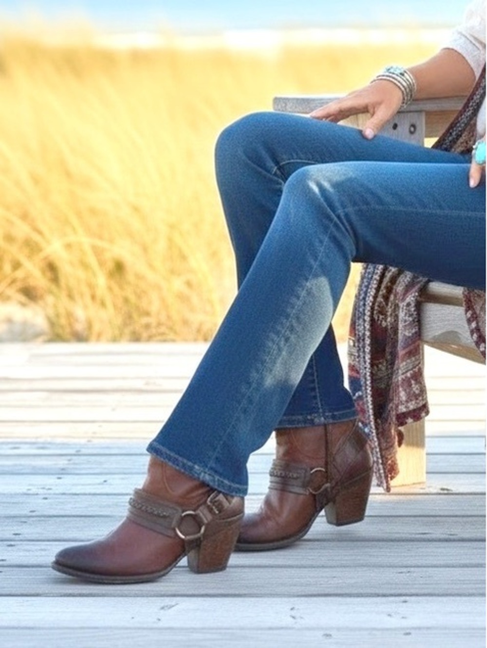 RARE LEGACY Freebird by Steven Leather Harness Ankle Boots Brown Size 9 WESTERN